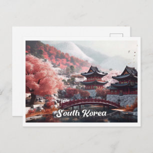 Seoul South Korea Art Vintage Travel Illustration Postcard