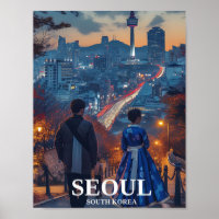 Seoul South Korea Artistic Travel Illustration