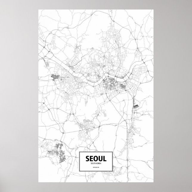 Seoul, South Korea (black on white) Poster (Front)