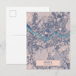 Seoul South Korea Breezy City Map Travel Postcard
