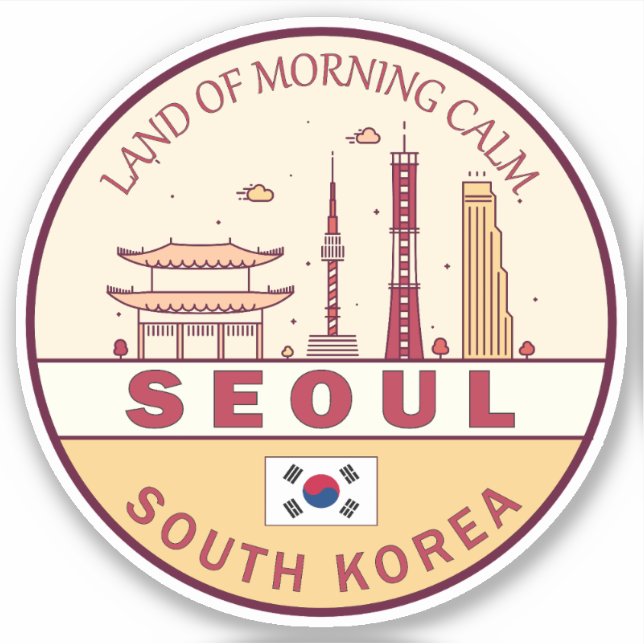 Seoul South Korea City Skyline Emblem (Front)