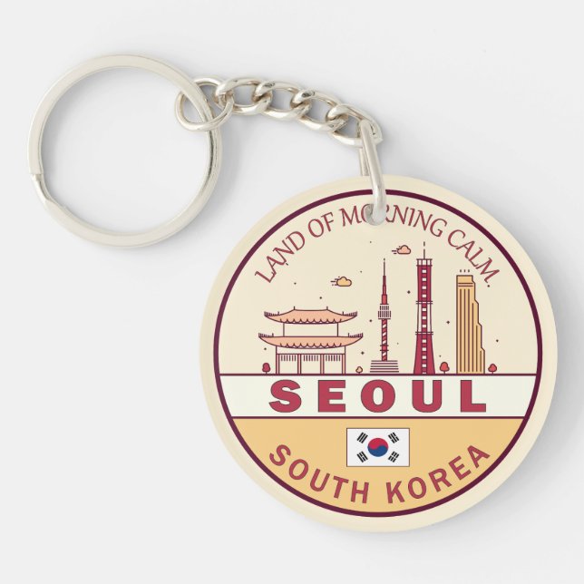 Seoul South Korea City Skyline Emblem Key Ring (Front)