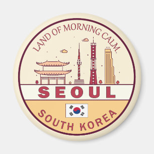 Seoul South Korea City Skyline Emblem Magnet