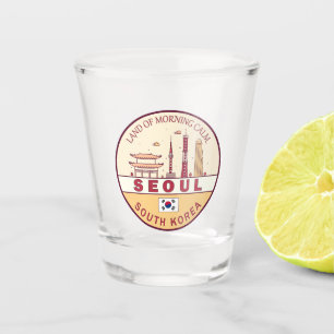 Seoul South Korea City Skyline Emblem Shot Glass