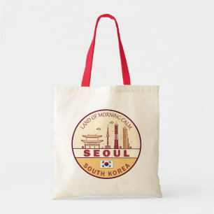 Seoul South Korea City Skyline Emblem Tote Bag