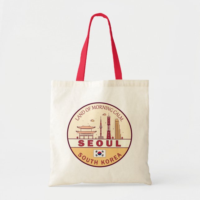 Seoul South Korea City Skyline Emblem Tote Bag (Front)