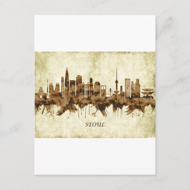 Seoul South Korea Cityscape Invitation Postcard (Front)