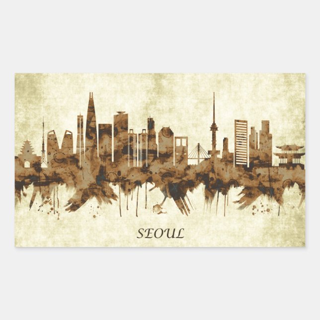 Seoul South Korea Cityscape Rectangular Sticker (Front)