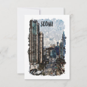 Seoul South Korea Cityscape Vintage Travel Card