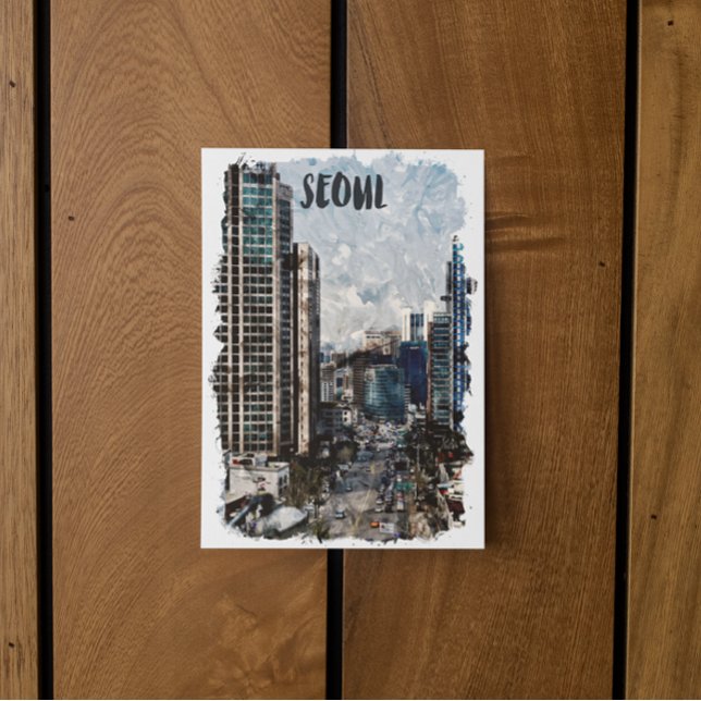 Seoul South Korea Cityscape Vintage Travel Postcard (seoul south korea postcard)