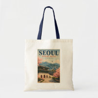 Seoul South Korea Illustration Travel Art Vintage