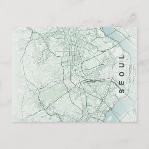 Seoul South Korea Map Minimal Postcard