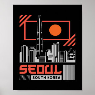 Seoul South Korea Modern Skyline Travel Design Poster