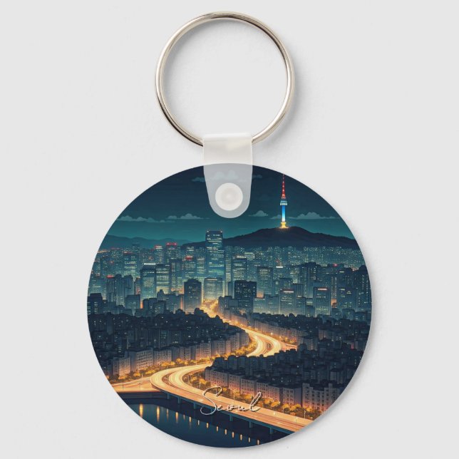 Seoul South Korea Night view Key Ring (Front)