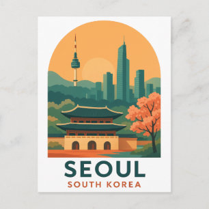 Seoul South Korea Postcard – Vintage Travel Art