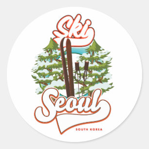 Seoul South Korea Ski logo Coffee Mug Classic Round Sticker