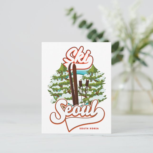 Seoul South Korea Ski logo Postcard (Standing Front)