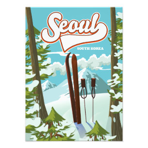 Seoul South Korea ski travel poster