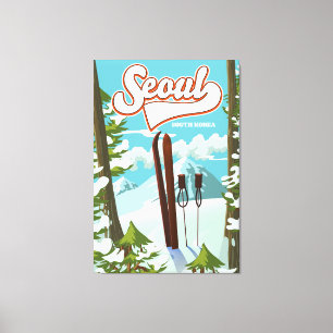 Seoul South Korea ski travel poster Canvas Print