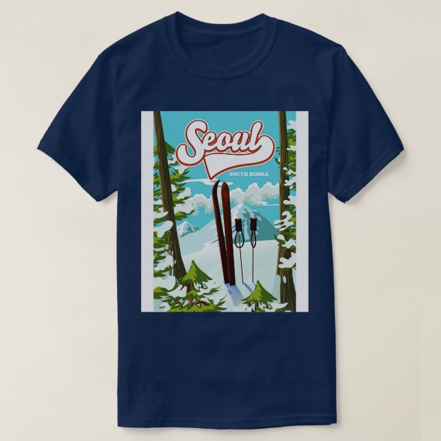 Seoul South Korea ski travel poster T-Shirt (Design Front)