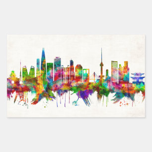 Seoul South Korea Skyline Rectangular Sticker