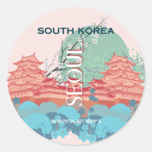 Seoul South Korea Travel Art Classic Round Sticker