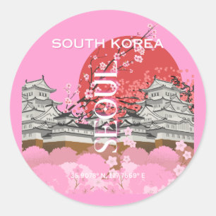 Seoul South Korea Travel Art Classic Round Sticker