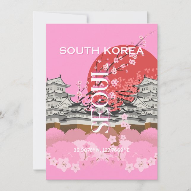 Seoul South Korea Travel Art Invitation (Front)