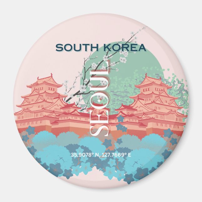 Seoul South Korea Travel Art Magnet (Front)