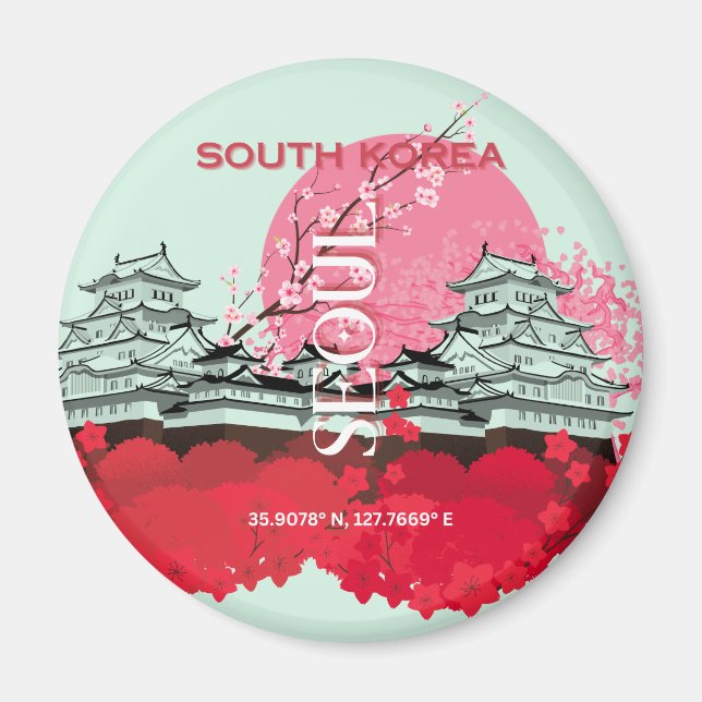  Seoul South Korea Travel Art Magnet (Front)