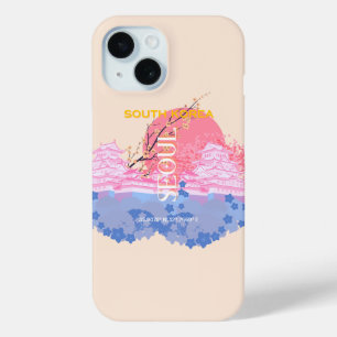 Seoul South Korea Travel Art, Pastel iPhone 15 Case