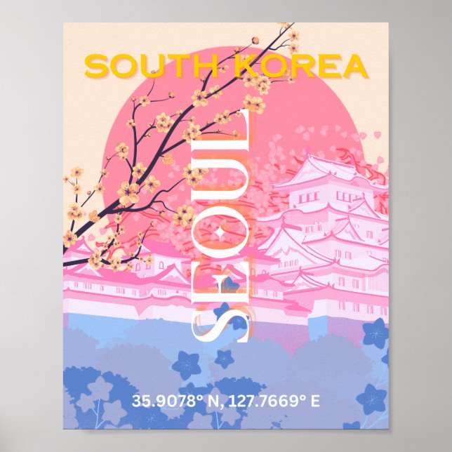 Seoul South Korea Travel Art, Pastel Poster (Front)
