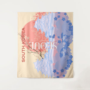 Seoul South Korea Travel Art, Pastel Tapestry