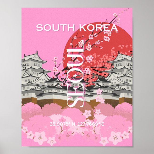 Seoul South Korea Travel Art Poster (Front)