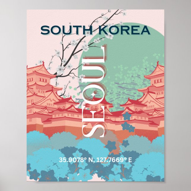 Seoul South Korea Travel Art Poster (Front)