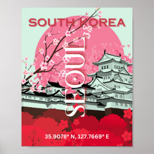 Seoul South Korea Travel Art Poster