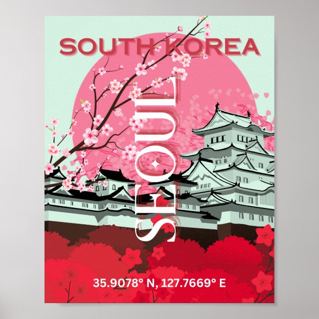 Seoul South Korea Travel Art Poster (Front)