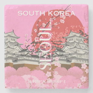 Seoul South Korea Travel Art Stone Coaster