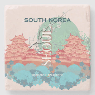 Seoul South Korea Travel Art Stone Coaster