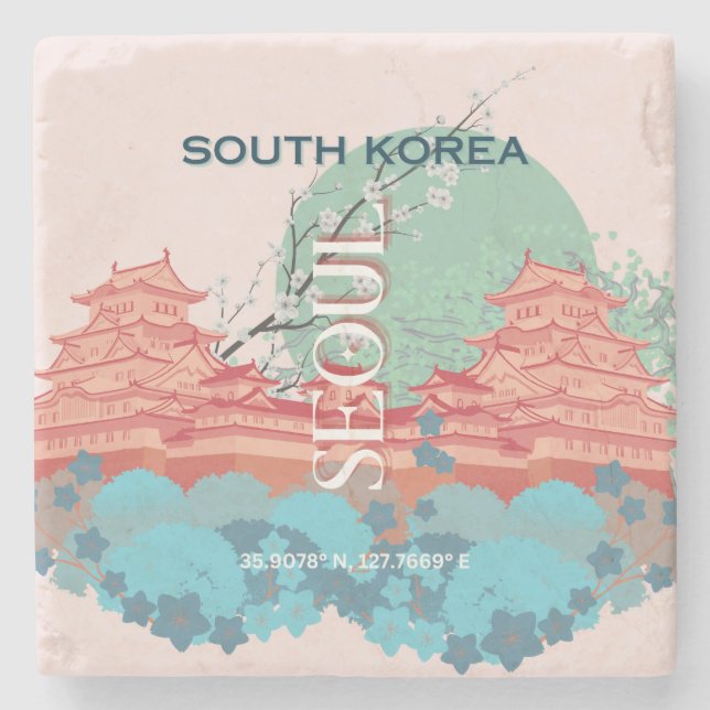 Seoul South Korea Travel Art Stone Coaster (Front)