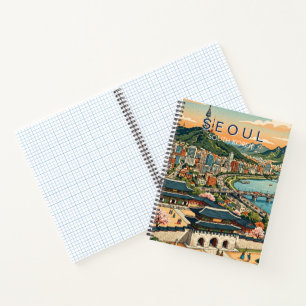 Seoul South Korea Travel Art Vintage Notebook