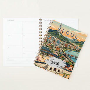 Seoul South Korea Travel Art Vintage   Personalise Planner