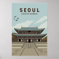 Seoul South Korea Travel Art Vintage