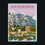 Seoul South Korea Travel Art Vintage retro Postcard<br><div class="desc">vintage,  retro,  travel,  modern,  watercolor,  classic,  Seoul,  South Korea postcards,  South Korea, </div>