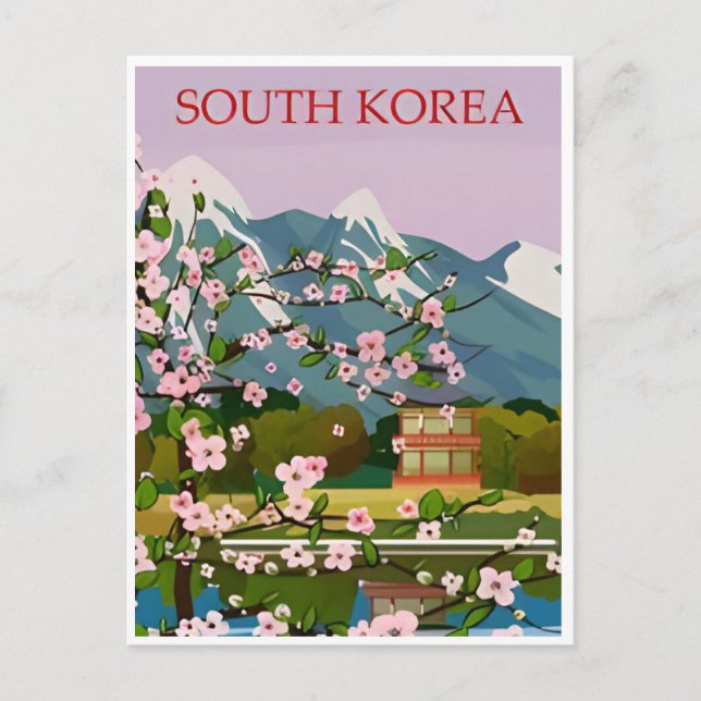 Seoul South Korea Travel Art Vintage retro Postcard (Front)