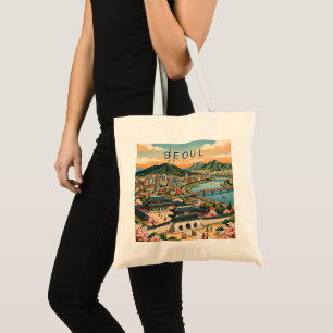 Seoul South Korea Travel Art Vintage Tote Bag