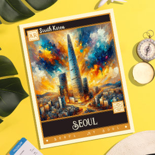 Seoul, South Korea   Vintage Painting Postcard