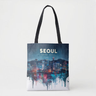 Seoul South Korea Watercolor Travel Art Tote Bag