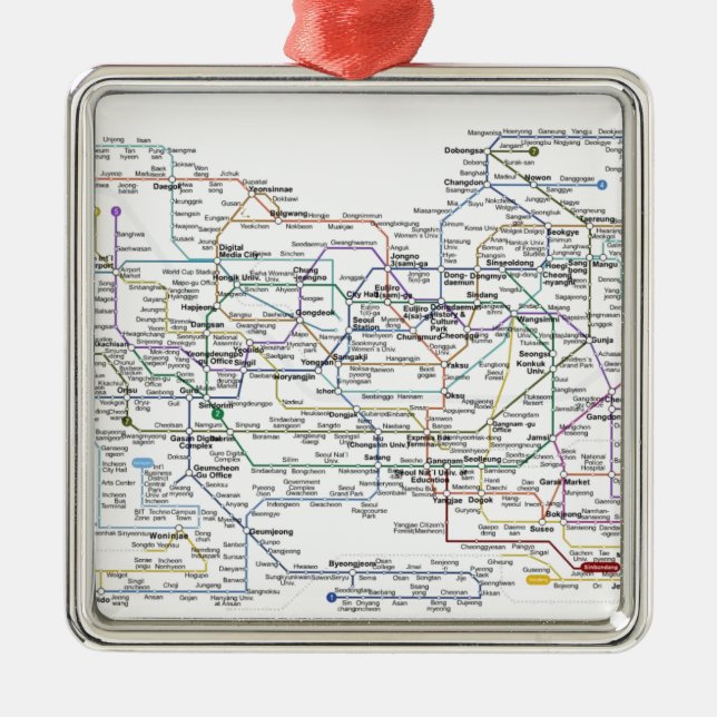 Seoul Subway Map Metal Tree Decoration (Front)