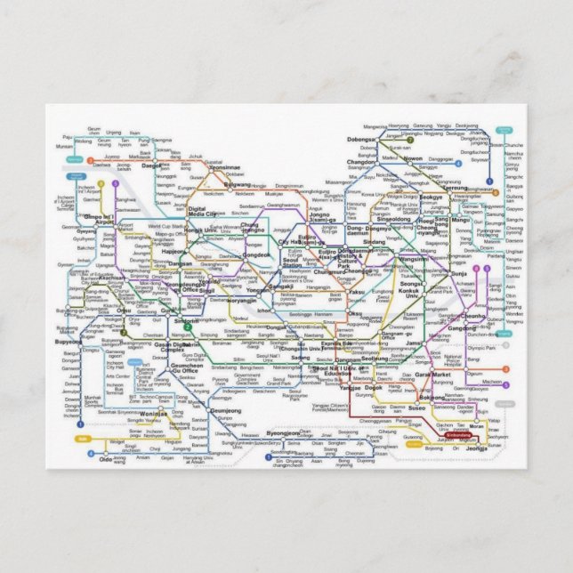 Seoul Subway Map Postcard (Front)